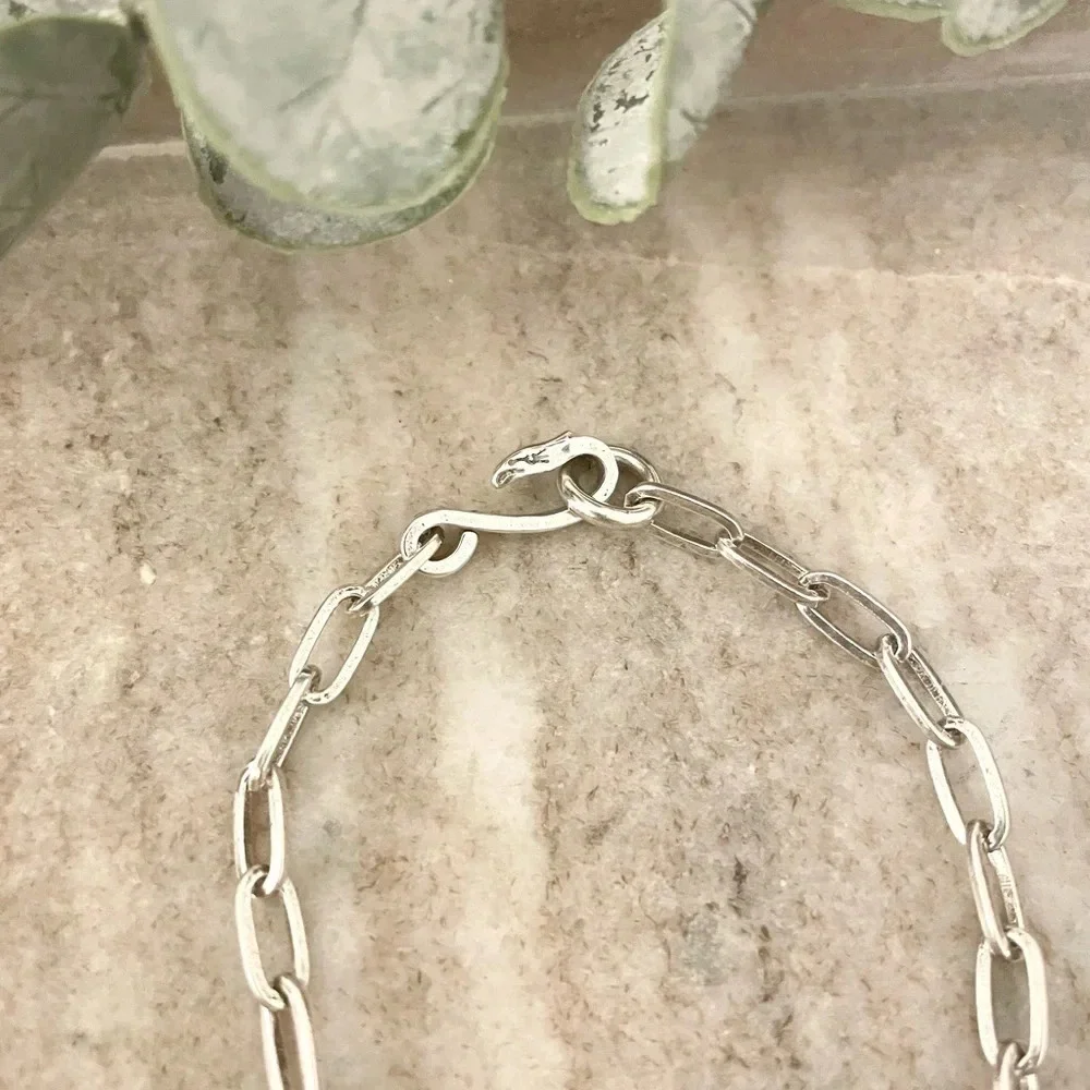 925 Sterling Silver Paperclip Bracelet Unique Vintage Silver Bracelet